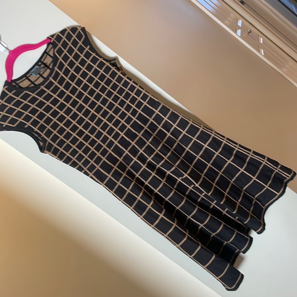 Gibby Skye Black Tan Check Dress Fall Stretch Cotton